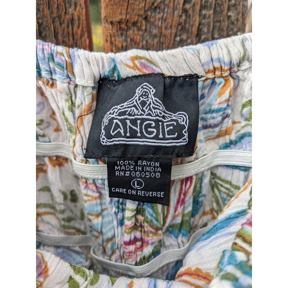Angie Floral Babydoll Sun Dress M/L White Spaghetti Strap Boho Tiered Sundress - Picture 10 of 11
